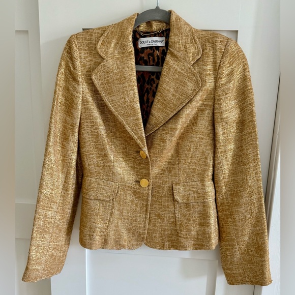 DOLCE & GABBANA Stunning Gold “Members Only” Blazer/ Jacket Sz I38 US 2/4 $2400 - Picture 1 of 8